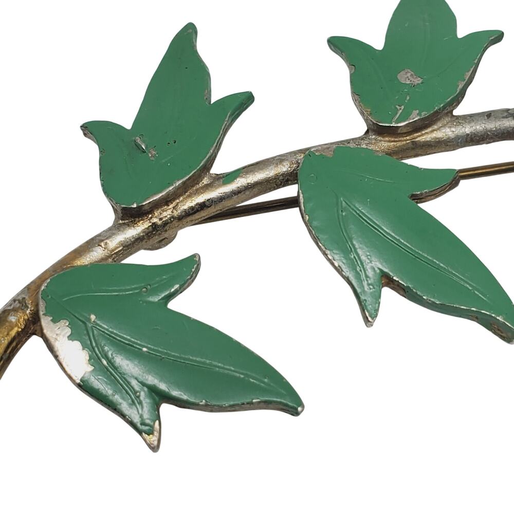 Purple‎ Flower Brooch Gold Tone Amethyst Glass Stone Green Enamel Pin Spring Vtg - Picture 7 of 9